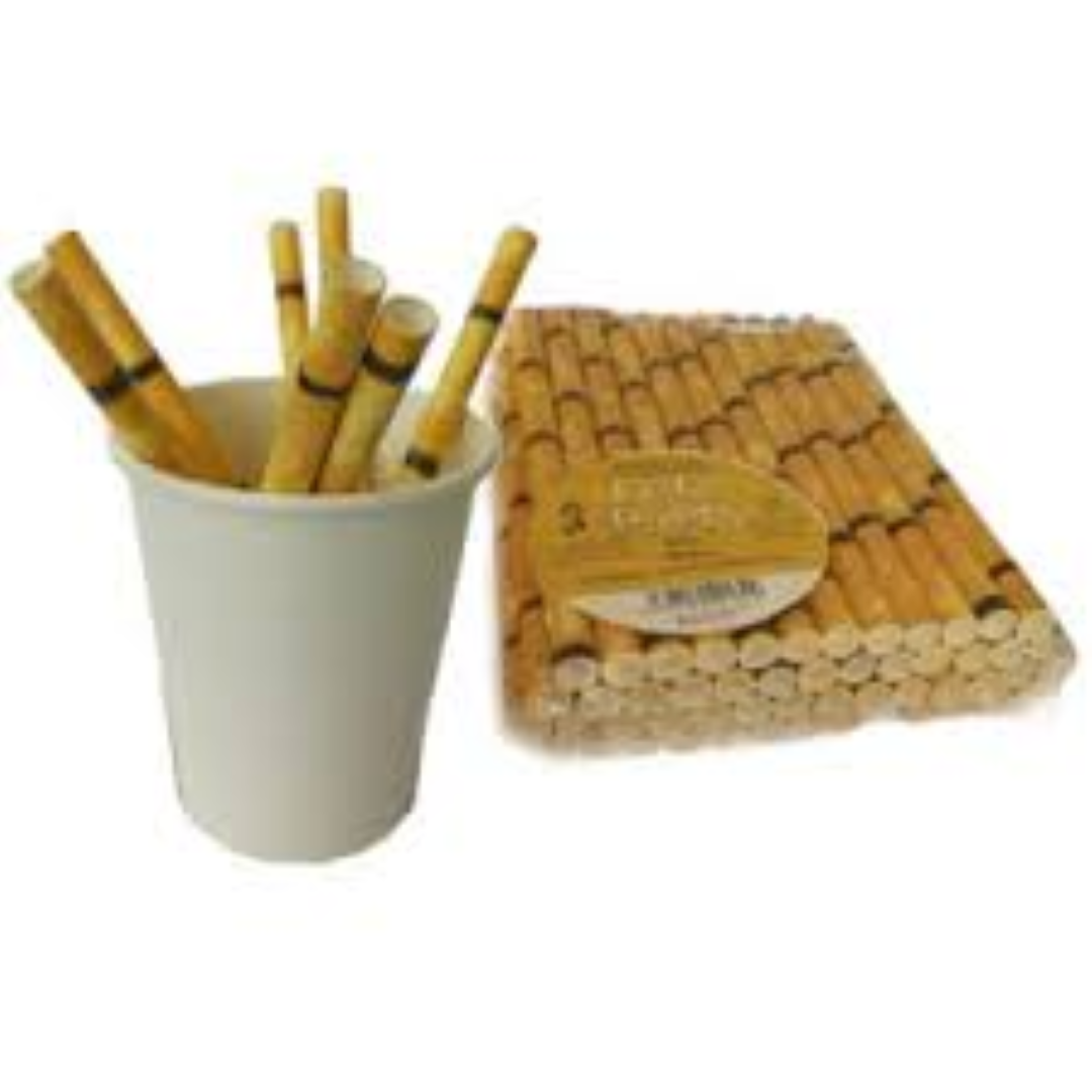 ECSTACY COCKTAIL PAPER STRAWS BROWN BAMBOO DSGN